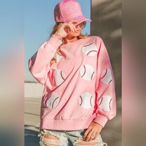 BiBi Sequin Baseball Patches French Terry Sweatshirt
